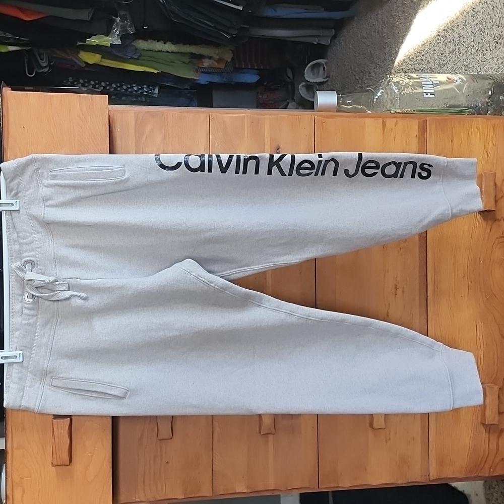 Calvin Klein: Performance Eco Terry Calvin Logo Joggers, Large, Oatmeal